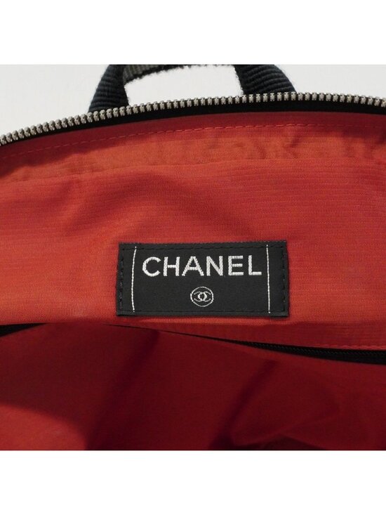 Chanel Backpack Vintage Travel Nylon Black Silver